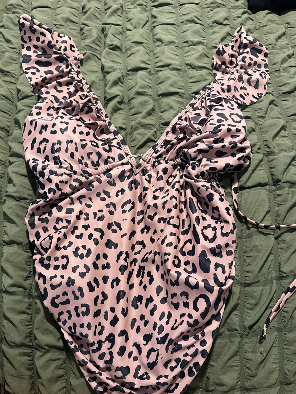 Pinkblush Pink and Black Leopard Print Ruffle One-Piece Swimsuit